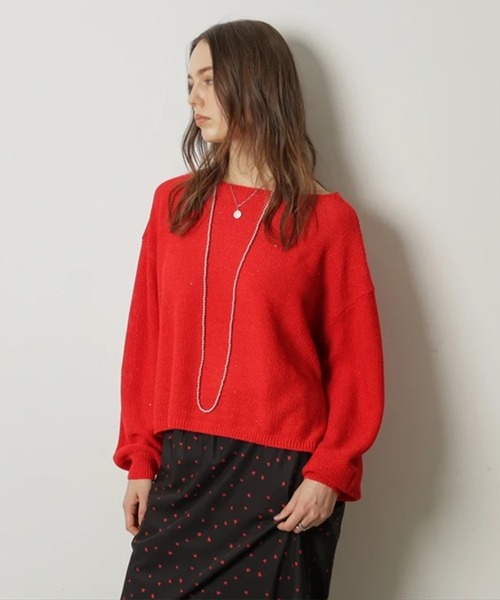 CADUNE（カデュネ）の「メッシュニット（ニット/セーター・レディース・ホワイト/ライトパープル/ネイビー/ピンク/レッド・38）」の5枚目の写真