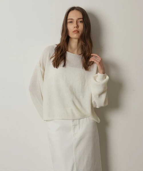 CADUNE（カデュネ）の「メッシュニット（ニット/セーター・レディース・ホワイト/ライトパープル/ネイビー/ピンク/レッド・38）」の2枚目の写真