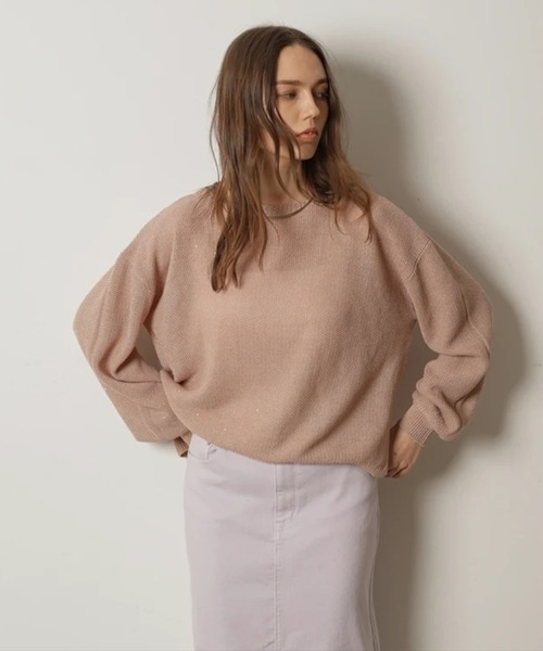 CADUNE（カデュネ）の「メッシュニット（ニット/セーター・レディース・ホワイト/ライトパープル/ネイビー/ピンク/レッド・38）」の4枚目の写真