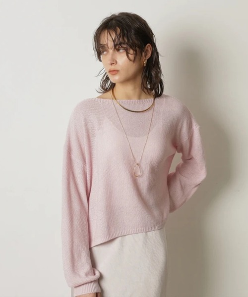 CADUNE（カデュネ）の「メッシュニット（ニット/セーター・レディース・ホワイト/ライトパープル/ネイビー/ピンク/レッド・38）」の6枚目の写真