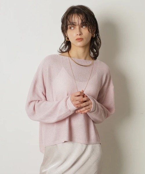 CADUNE（カデュネ）の「メッシュニット（ニット/セーター・レディース・ホワイト/ライトパープル/ネイビー/ピンク/レッド・38）」の7枚目の写真