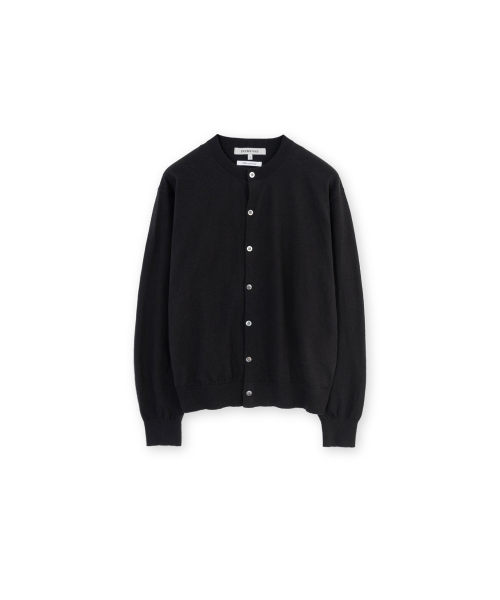 Cotton Cashmere Round Cardigan, Black