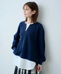 IEDIT 白をチラ見せ ロンTを重ねたみたいなロングトップス