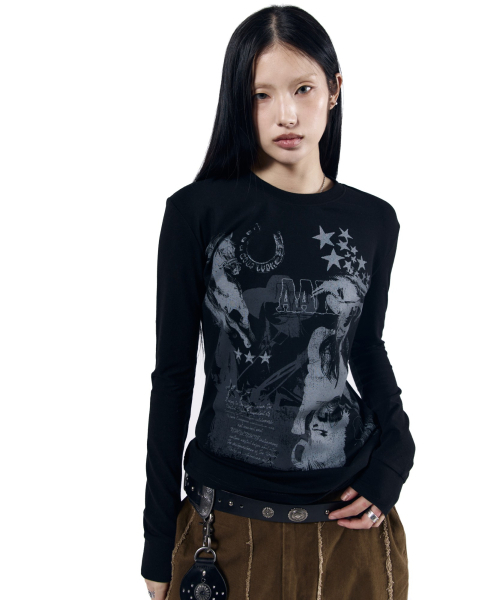 AAKAM(アーカム)の「Western Muse Long Sleeve (Black)(Tシャツ/カットソー・レディース・その他・1/2)」の9枚目の写真