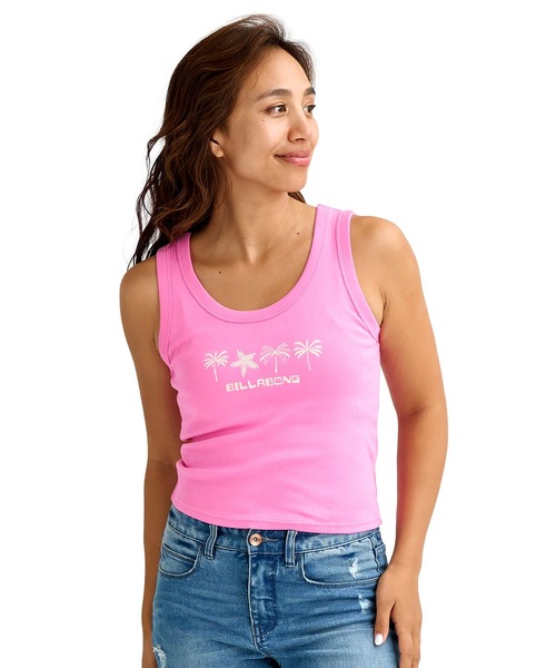 BILLABONG（ビラボン）の「BILLABONG/ビラボン タンクトップ ショート丈 BG013362（タンクトップ・レディース・スミクロ/グリーン/ピンク/オフホワイト・M）」の4枚目の写真