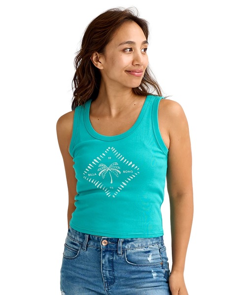 BILLABONG（ビラボン）の「BILLABONG/ビラボン タンクトップ ショート丈 BG013362（タンクトップ・レディース・スミクロ/グリーン/ピンク/オフホワイト・M）」の3枚目の写真