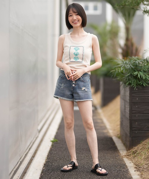 BILLABONG（ビラボン）の「BILLABONG/ビラボン タンクトップ ショート丈 BG013362（タンクトップ・レディース・スミクロ/グリーン/ピンク/オフホワイト・M）」の6枚目の写真