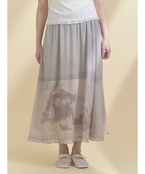 merry jenny（メリージェニー）の「pale morning フリルメッシュスカート（スカート・レディース・グリーン/グレー・FREE）」の2枚目の写真