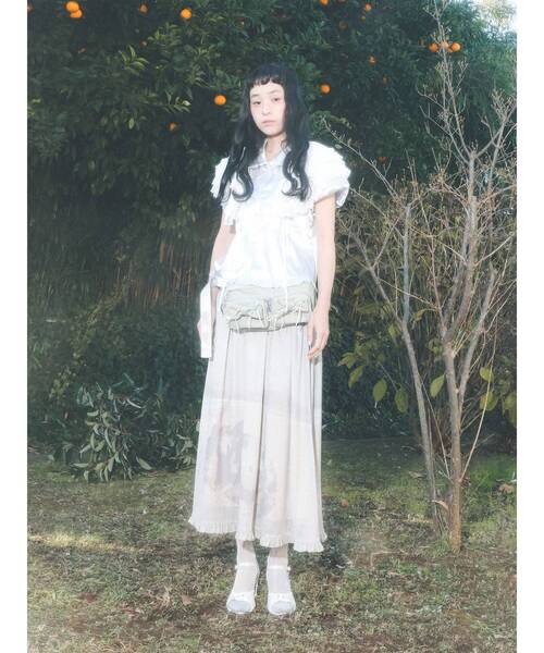 merry jenny（メリージェニー）の「pale morning フリルメッシュスカート（スカート・レディース・グリーン/グレー・FREE）」の4枚目の写真