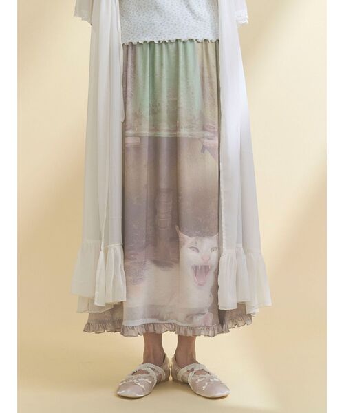 merry jenny（メリージェニー）の「pale morning フリルメッシュスカート（スカート・レディース・グリーン/グレー・FREE）」の5枚目の写真