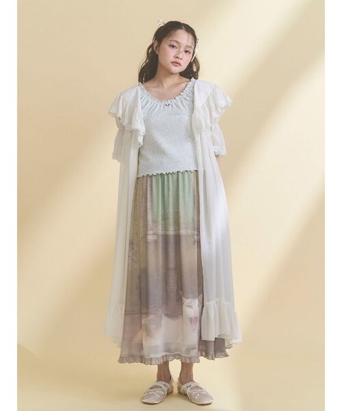 merry jenny（メリージェニー）の「pale morning フリルメッシュスカート（スカート・レディース・グリーン/グレー・FREE）」の7枚目の写真