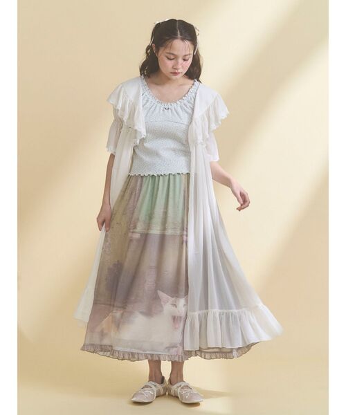 merry jenny（メリージェニー）の「pale morning フリルメッシュスカート（スカート・レディース・グリーン/グレー・FREE）」の8枚目の写真