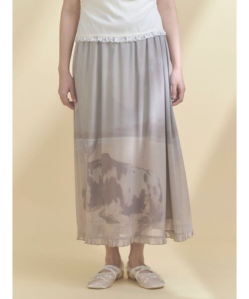 merry jenny（メリージェニー）の「pale morning フリルメッシュスカート（スカート・レディース・グリーン/グレー・FREE）」の9枚目の写真