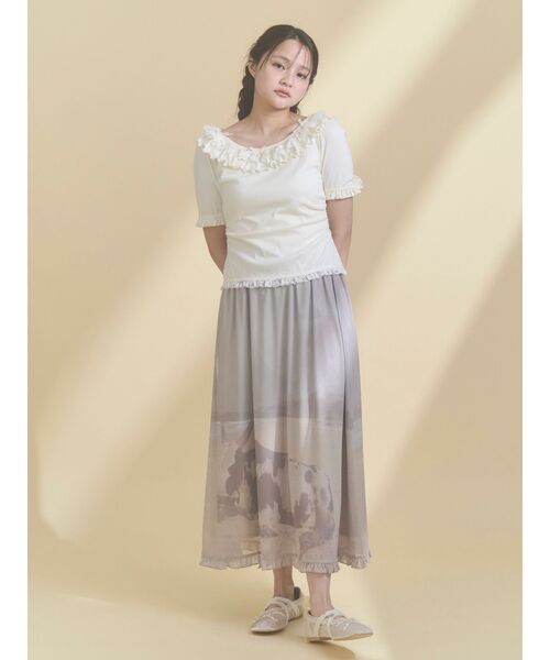 merry jenny（メリージェニー）の「pale morning フリルメッシュスカート（スカート・レディース・グリーン/グレー・FREE）」の10枚目の写真