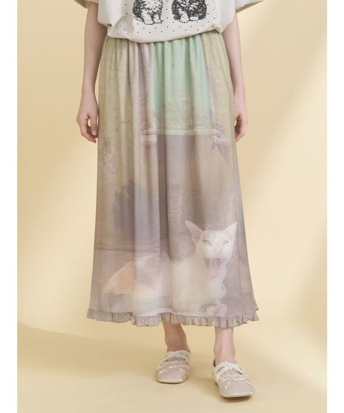 merry jenny（メリージェニー）の「pale morning フリルメッシュスカート（スカート・レディース・グリーン/グレー・FREE）」の13枚目の写真