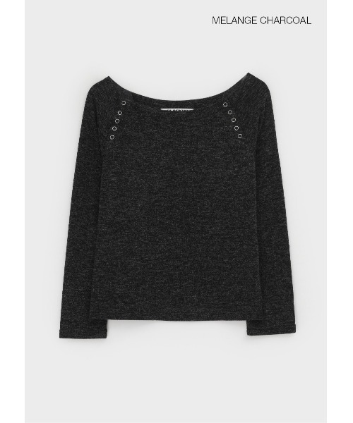 BLACKUP（ブラックアップ）の「[MADE] ミックスカラーボタンオフショルニットT（Tシャツ/カットソー・レディース・グレー/チャコール・FREE）」の17枚目の写真