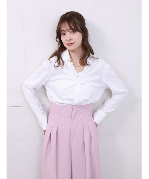 fifth(フィフス)の「ネックレスチャーム付きツイストブラウス(シャツ/ブラウス・レディース・ネイビー/ミント/ホワイト/グレー・M)」の6枚目の写真