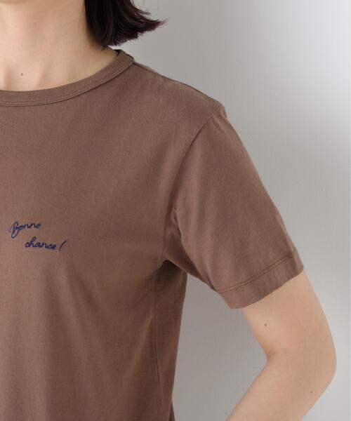 human woman(ヒューマンウーマン)の「◆Bonne chance 刺繍ロゴTシャツ(Tシャツ/カットソー・レディース・レッド/ブラウン/グレー・MEDIUM)」の10枚目の写真