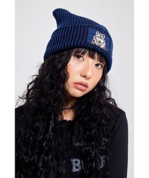 WHITE SANDS（ホワイトサンズ）の「アニマルワッペン ツートーンイヤービーニー【オオカミ】（ニットキャップ/ビーニー）」