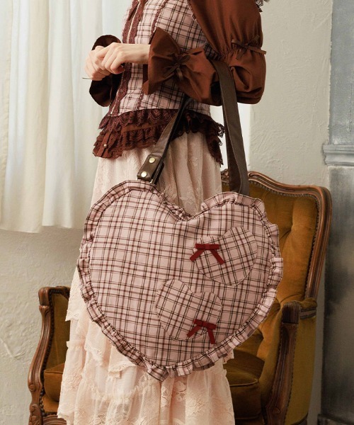 axes femme（アクシーズファム）の「チェックハートバッグ（ショルダーバッグ・レディース・ミント/グレー/ピンク・FREE）」の3枚目の写真