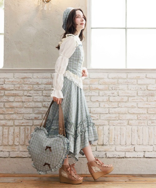 axes femme（アクシーズファム）の「チェックハートバッグ（ショルダーバッグ・レディース・ミント/グレー/ピンク・FREE）」の4枚目の写真