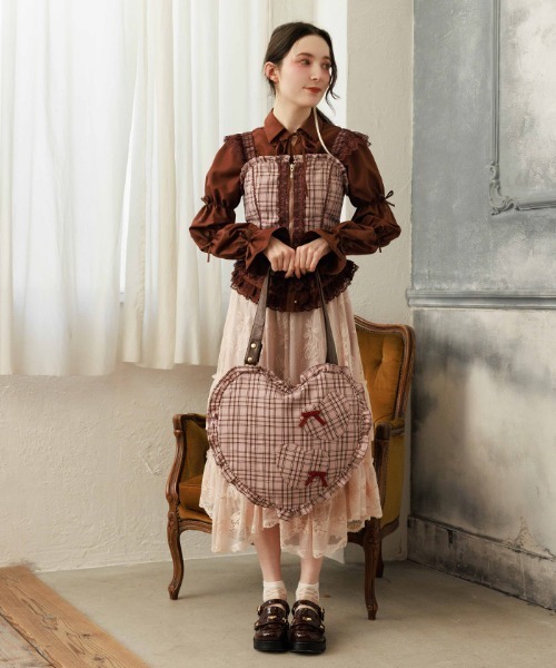 axes femme（アクシーズファム）の「チェックハートバッグ（ショルダーバッグ・レディース・ミント/グレー/ピンク・FREE）」の5枚目の写真