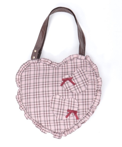 axes femme（アクシーズファム）の「チェックハートバッグ（ショルダーバッグ・レディース・ミント/グレー/ピンク・FREE）」の6枚目の写真