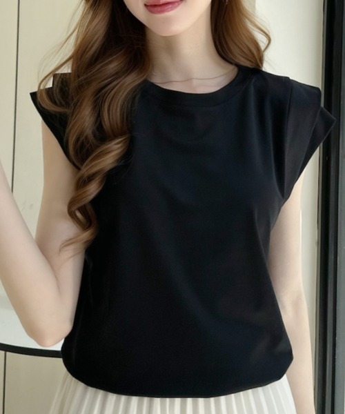 Ada.（エイダ）の「袖レイヤード フレンチスリーブカットソー（Tシャツ/カットソー・レディース・ホワイト/ブラック/ベージュ・FREE）」の6枚目の写真