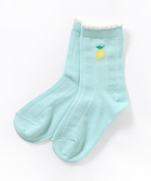 apres les cours（アプレレクール）の「【吸水速乾】フルーツ柄クルーソックス（ソックス/靴下・キッズ・アイボリー/ピンク/ミント・21/12/15 /18）」の2枚目の写真