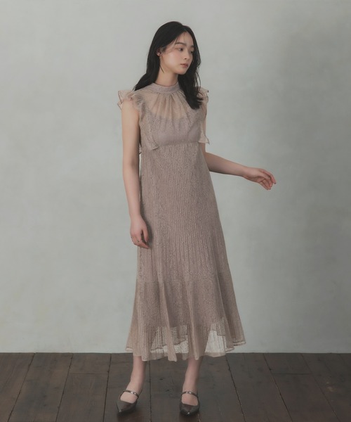 Rose of Sharon(ローズオブシャロン)の「総レースシアー肩フリルドレス(ドレス・レディース・イエロー/チャコール/ピンク/ブラウン/グリーン/ブルー/ブラック・S/M)」の14枚目の写真