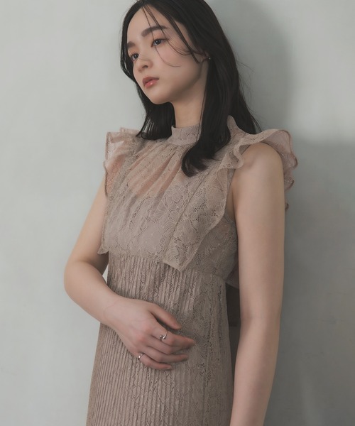 Rose of Sharon(ローズオブシャロン)の「総レースシアー肩フリルドレス(ドレス・レディース・イエロー/チャコール/ピンク/ブラウン/グリーン/ブルー/ブラック・S/M)」の17枚目の写真