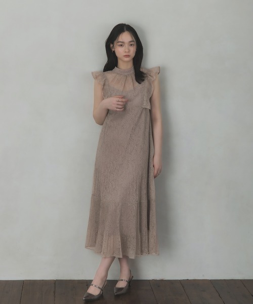 Rose of Sharon(ローズオブシャロン)の「総レースシアー肩フリルドレス(ドレス・レディース・イエロー/チャコール/ピンク/ブラウン/グリーン/ブルー/ブラック・S/M)」の18枚目の写真