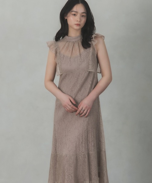 Rose of Sharon(ローズオブシャロン)の「総レースシアー肩フリルドレス(ドレス・レディース・イエロー/チャコール/ピンク/ブラウン/グリーン/ブルー/ブラック・S/M)」の20枚目の写真