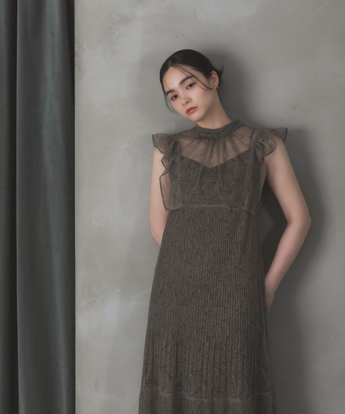 Rose of Sharon(ローズオブシャロン)の「総レースシアー肩フリルドレス(ドレス・レディース・イエロー/チャコール/ピンク/ブラウン/グリーン/ブルー/ブラック・S/M)」の21枚目の写真