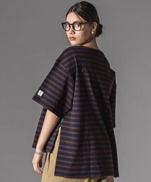 LIBERCORE par BEBE（リベルコアパルベベ）の「ミラノリブボーダー半袖ワイドバスクTシャツ大人親子お揃い(140~175cm)（Tシャツ/カットソー）」