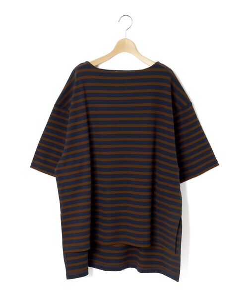 LIBERCORE par BEBE（リベルコアパルベベ）の「ミラノリブボーダー半袖ワイドバスクTシャツ大人親子お揃い(140~175cm)（Tシャツ/カットソー・レディース・ブラック系その他/ブルー系その他2・M/L/S）」の6枚目の写真