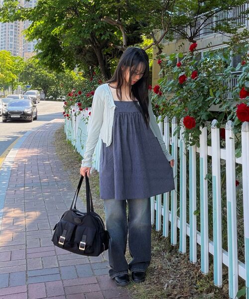 HOMEBODY THINGS（ホームバディ ティングズ）の「Shirring Check OPS (NAVY)（ワンピース・レディース・その他・F）」の11枚目の写真