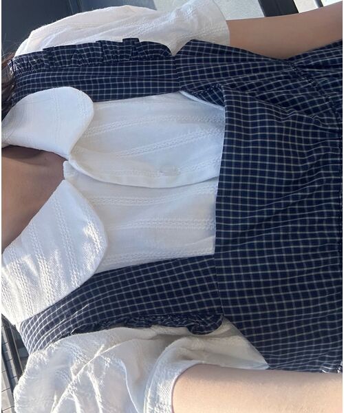 HOMEBODY THINGS（ホームバディ ティングズ）の「Shirring Check OPS (NAVY)（ワンピース・レディース・その他・F）」の13枚目の写真