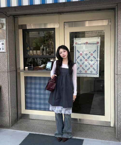 HOMEBODY THINGS（ホームバディ ティングズ）の「Shirring Check OPS (NAVY)（ワンピース・レディース・その他・F）」の16枚目の写真