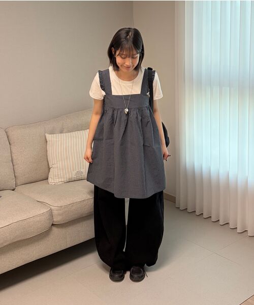 HOMEBODY THINGS（ホームバディ ティングズ）の「Shirring Check OPS (NAVY)（ワンピース・レディース・その他・F）」の20枚目の写真