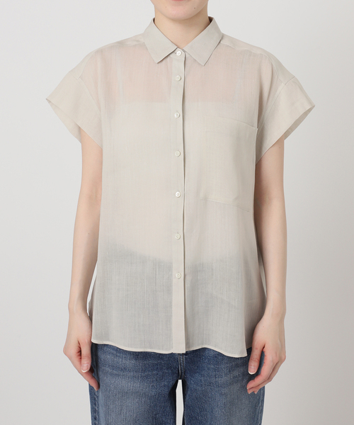 Spick & Span（スピックアンドスパン）の「《セットアップ可 / 》ラミーブレンドフレンチスリーブシャツ（シャツ/ブラウス・レディース・イエロー/ベージュ系その他/ブラウン・FREE）」の16枚目の写真