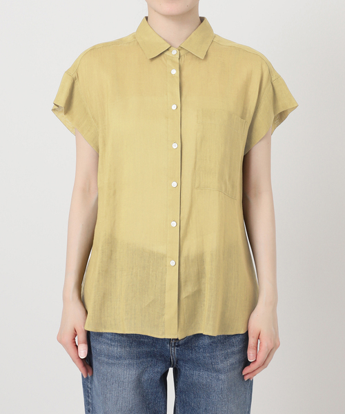 Spick & Span（スピックアンドスパン）の「《セットアップ可 / 》ラミーブレンドフレンチスリーブシャツ（シャツ/ブラウス・レディース・イエロー/ベージュ系その他/ブラウン・FREE）」の19枚目の写真