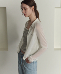 OSTKAKA（オストカーカ）の「シースルーカラーガーディガンアイボリー（カーディガン/ボレロ）」