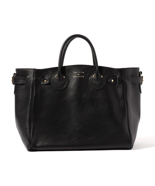 YOUNG&OLSEN The DRYGOODS STORE（ヤングアンドオルセン）の「YOUNG & OLSEN EMBOSSED LEATHER BELTED バッグ（トートバッグ・レディース・ベージュ/ブラック・FREE）」の2枚目の写真