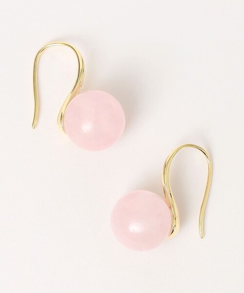 quaranciel(カランシエル)の「quaranciel: ゴールド フック ストーン ピアス(ピアス(両耳用)・レディース・ライトグリーン/ピンク/ブラウン・ONE SIZE)」の3枚目の写真