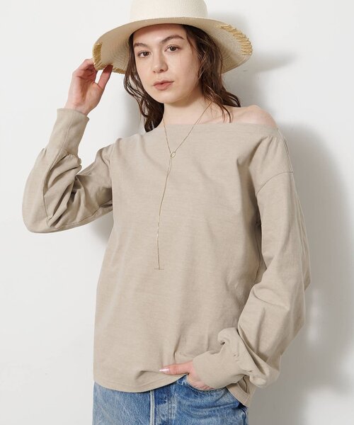 Whim Gazette(ウィムガゼット)の「ヴィンテージワンショルプルオーバー(Tシャツ/カットソー・レディース・ブラウン/ベージュ/オフホワイト・FREE)」の1枚目の写真