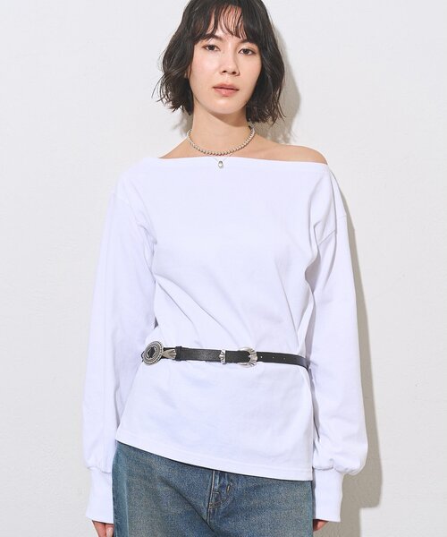 Whim Gazette(ウィムガゼット)の「ヴィンテージワンショルプルオーバー(Tシャツ/カットソー・レディース・ブラウン/ベージュ/オフホワイト・FREE)」の2枚目の写真