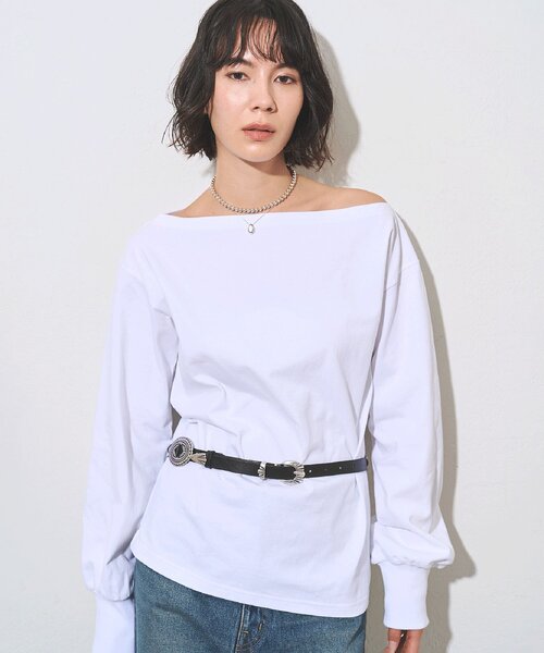 Whim Gazette(ウィムガゼット)の「ヴィンテージワンショルプルオーバー(Tシャツ/カットソー・レディース・ブラウン/ベージュ/オフホワイト・FREE)」の9枚目の写真