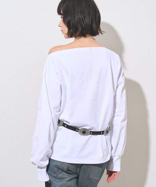 Whim Gazette(ウィムガゼット)の「ヴィンテージワンショルプルオーバー(Tシャツ/カットソー・レディース・ブラウン/ベージュ/オフホワイト・FREE)」の6枚目の写真