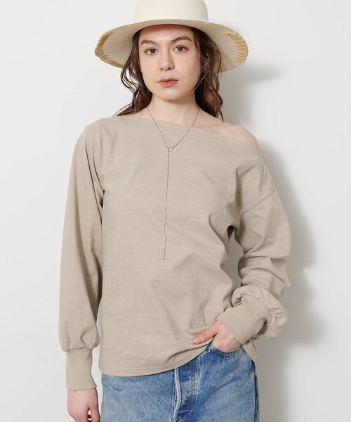 Whim Gazette(ウィムガゼット)の「ヴィンテージワンショルプルオーバー(Tシャツ/カットソー・レディース・ブラウン/ベージュ/オフホワイト・FREE)」の16枚目の写真